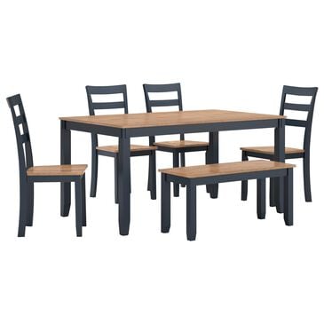 Ashley Gesthaven 6-Piece Rectangular Dining Set in Light Natural and Dark Slate Blue, , large