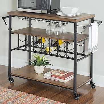 Linden Boulevard Austin Wine Cart in Black, , large