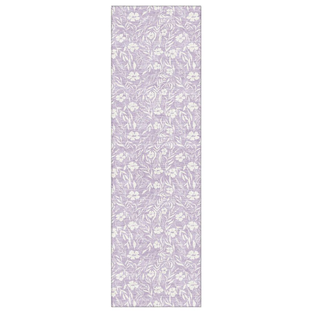 Dalyn Rug Company Soft Essentials Floral Lavender 2'3" x 7'6" Indoor/Outdoor Runner, , large