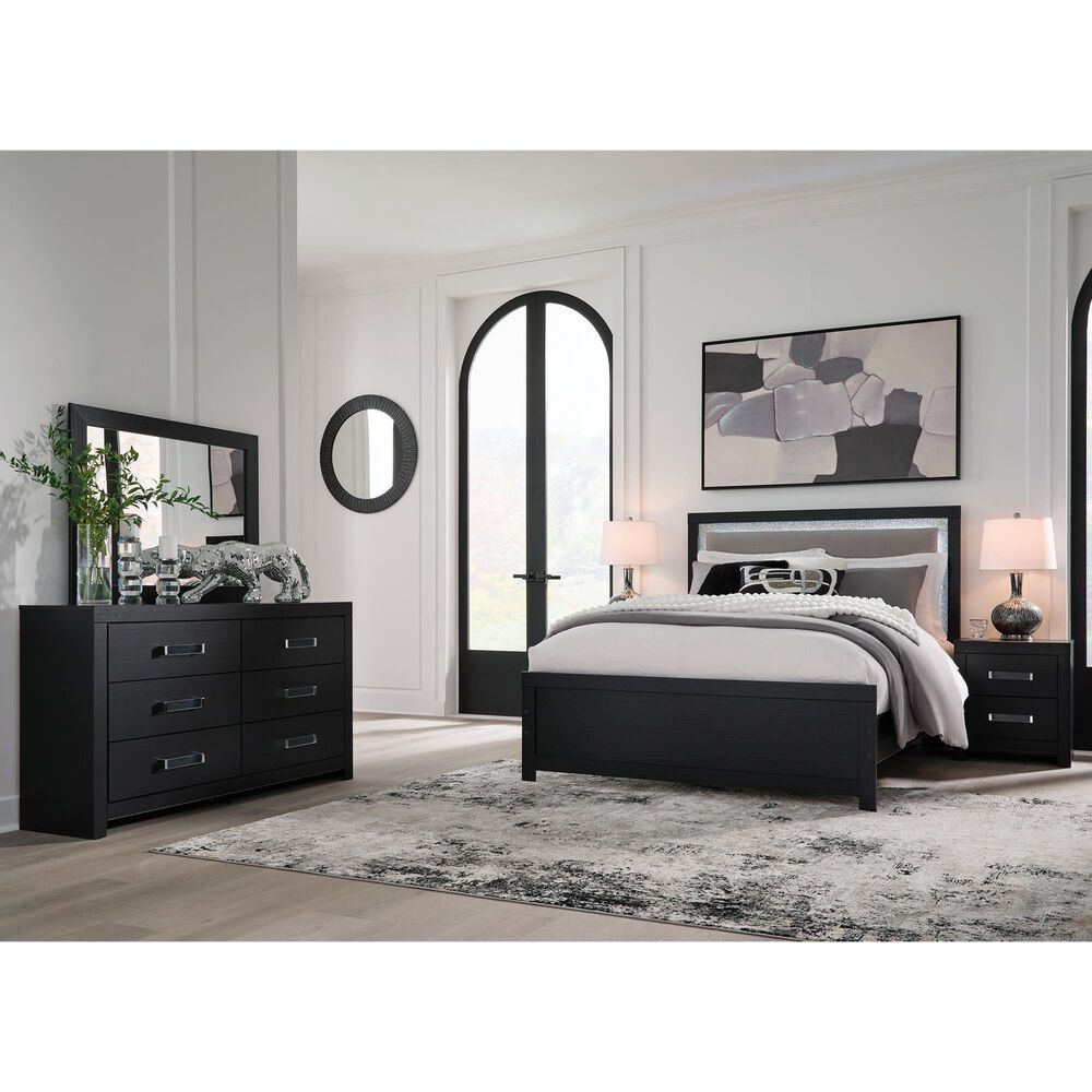 Ashley Maeling 4 Piece Queen Panel Bedroom Set in Matte Black, , large
