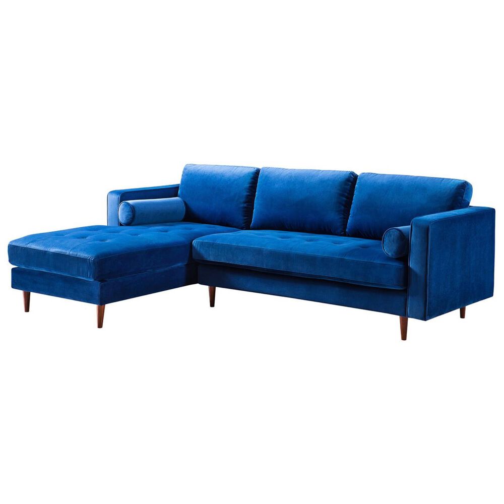Tov Furniture Como Left Facing Sectional with Chaise in Navy Velvet, , large