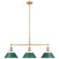 Golden Lighting Orwell 3-Light Linear Pendant with Pine Green Shade in Brushed Champagne Bronze, , large