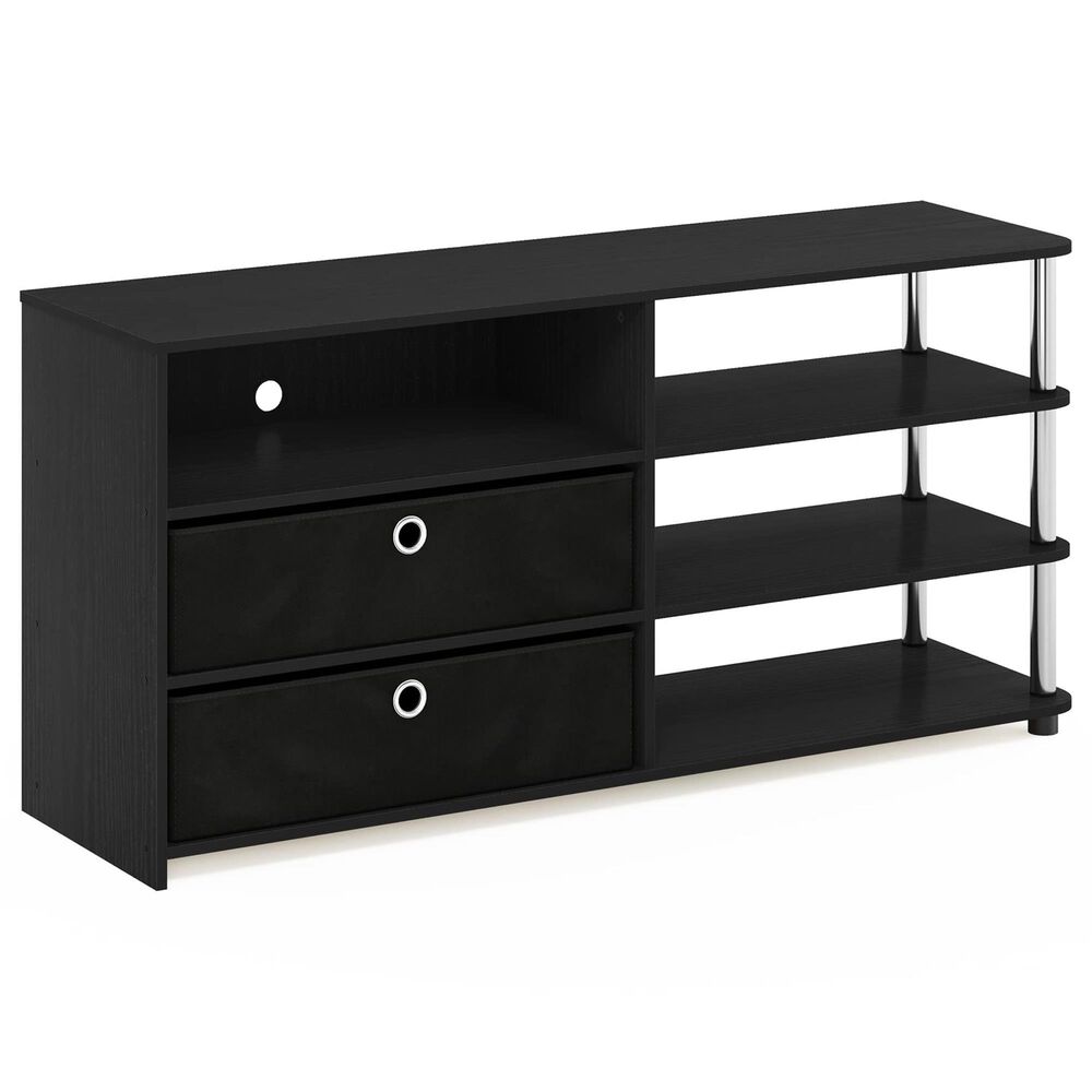 HOMLUX 46.6" Simple Design TV Stand with Bins in Americano, Stainless Steel and Black, , large