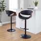 LumiSource Symphony Swivel Adjustable Bar Stool with Black Upholstery in Walnut and Black (Set of 2), , large