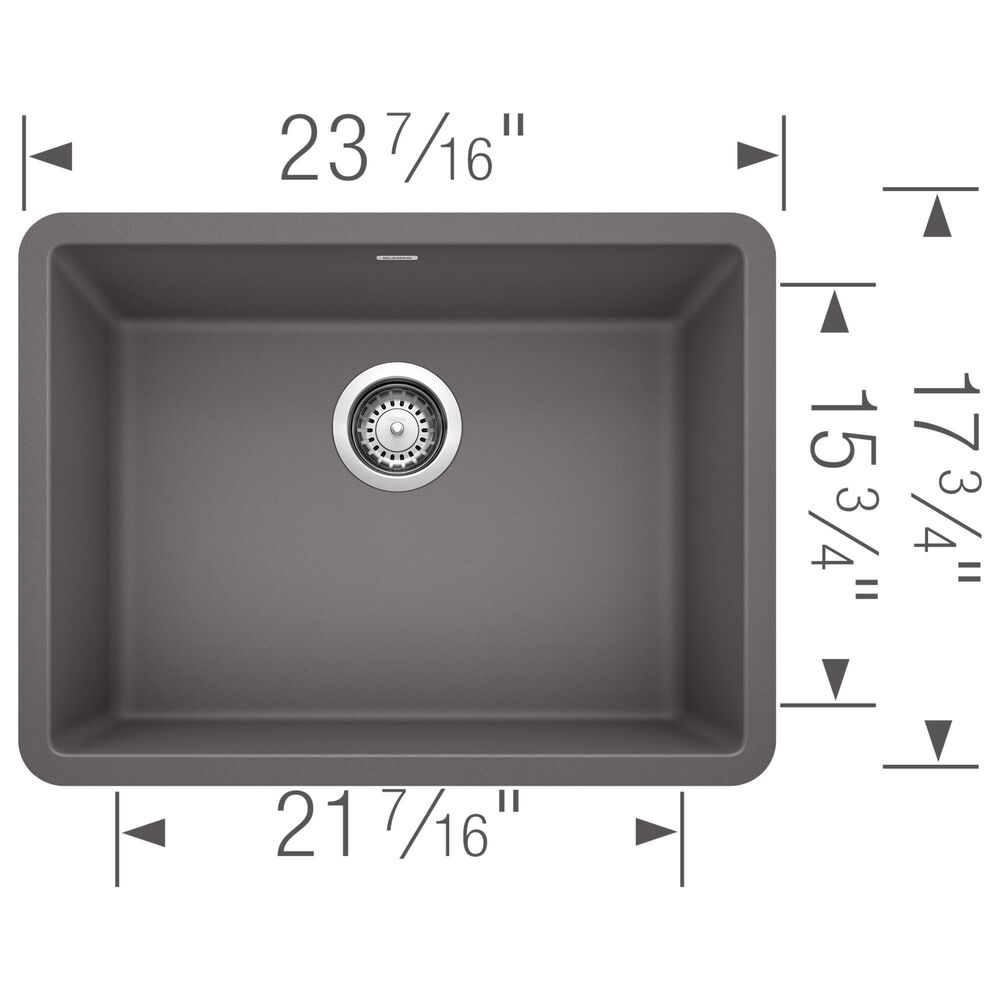 Blanco Precis 24&quot; Single Bowl Kitchen Sink in Cinder, , large