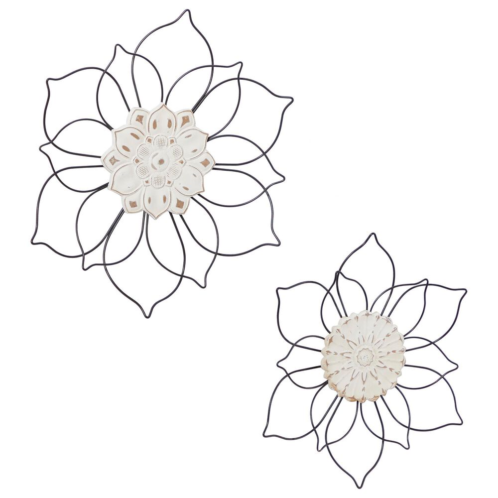 Maple and Jade 20.5&quot; x 18&quot; Floral Wall Decor in Black and Beige &#40;Set of 2&#41;, , large