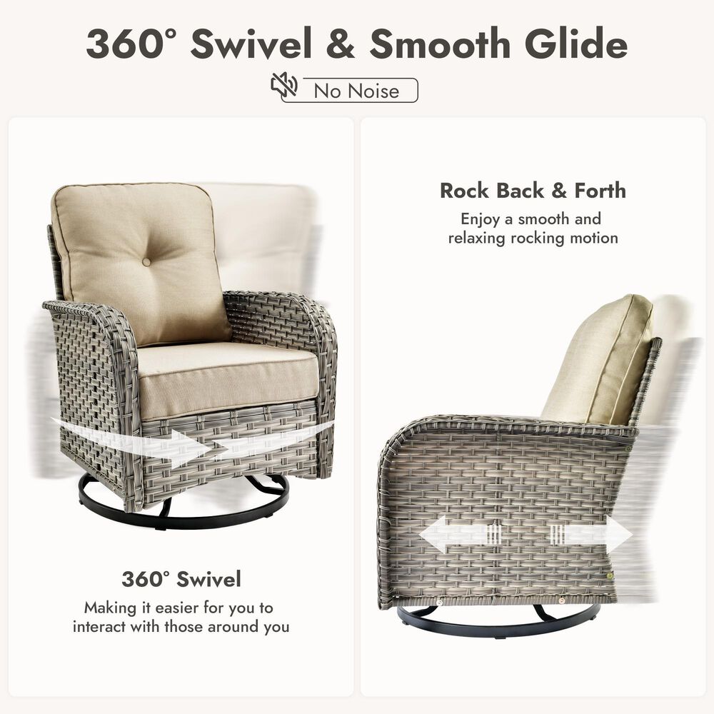 HOMLUX 3-Piece Patio Conversation Set with Side Table in Beige, , large