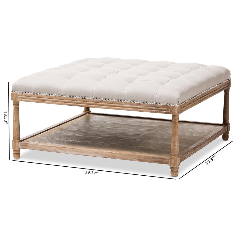 Baxton Studio Carlotta Square Ottoman in Beige, , large
