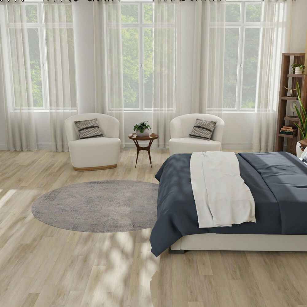 Nourison Rustic Textures Ivory and Light Blue 5&#39;3&quot; Round Area Rug, , large