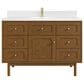 James Martin Laurent 48" Single Bathroom Vanity in Honey Oak with Single Hole 3 cm White Zeus Silestone Top and Rectangular Sink, , large