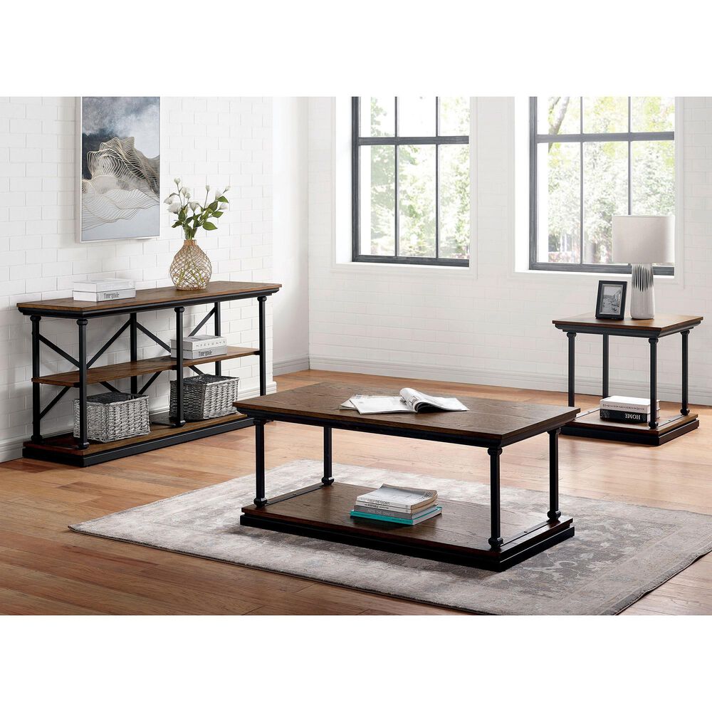 Furniture of America Pollard 2-Piece Coffee Table Set in Dark Oak/Black, , large
