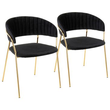 Lumisource Tania Dining Chair in Black/Gold (Set of 2), , large