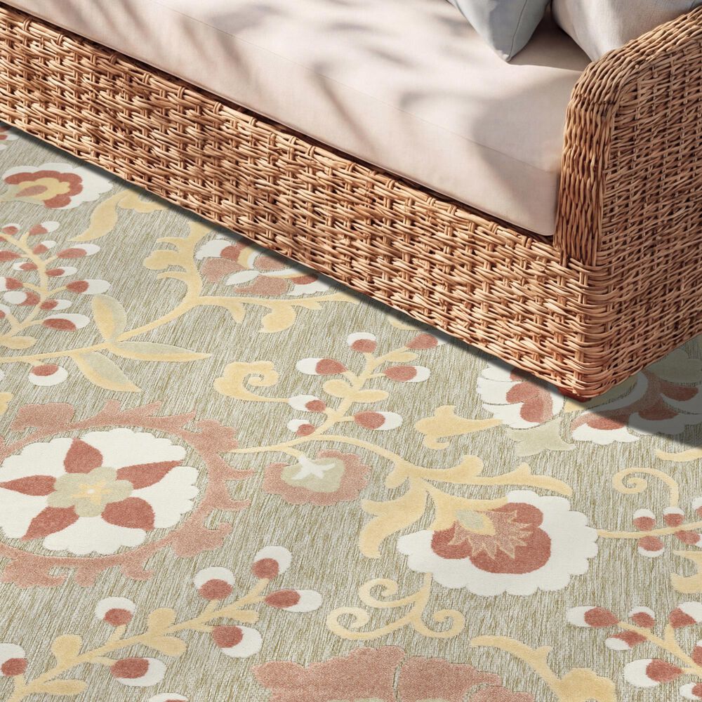 Nourison Aloha ALH17 Sage and Rose 2'8" x 4' Indoor/Outdoor Area Rug, , large
