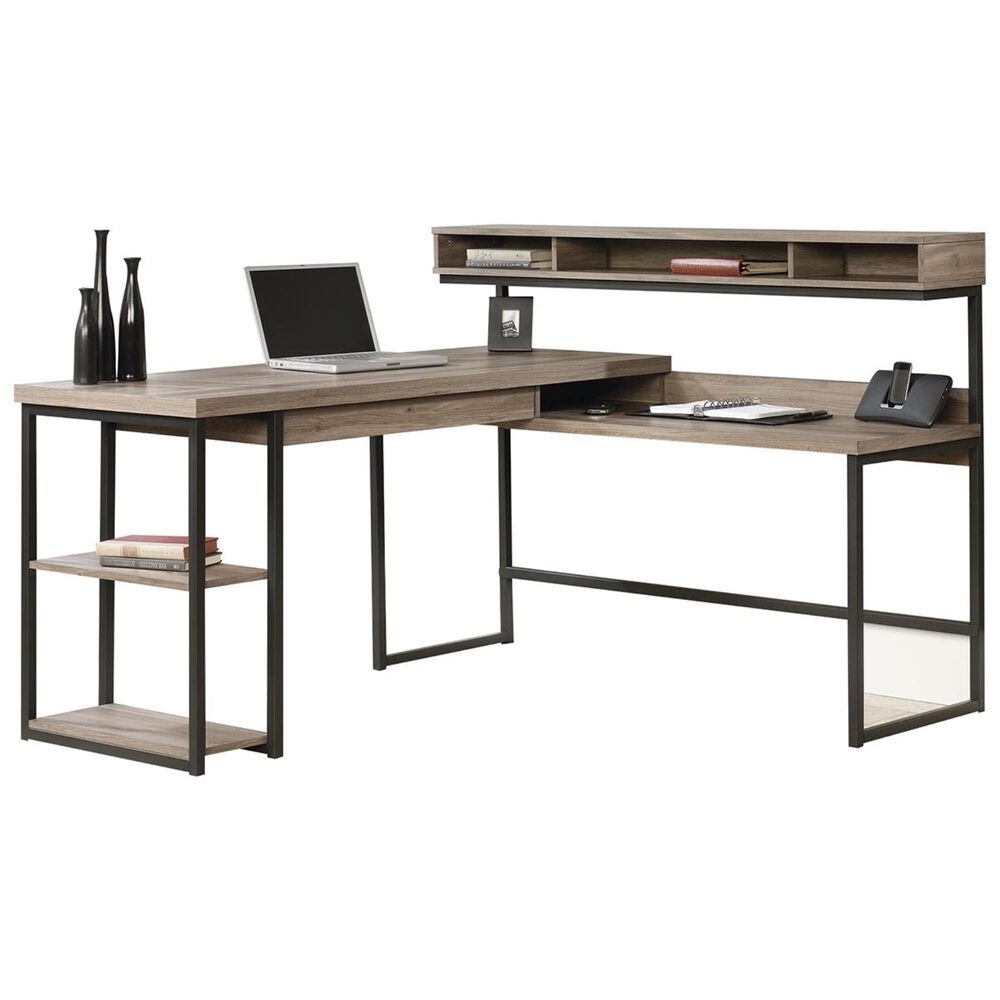 Sauder Select LShaped Desk in Salt Oak Nebraska Furniture Mart