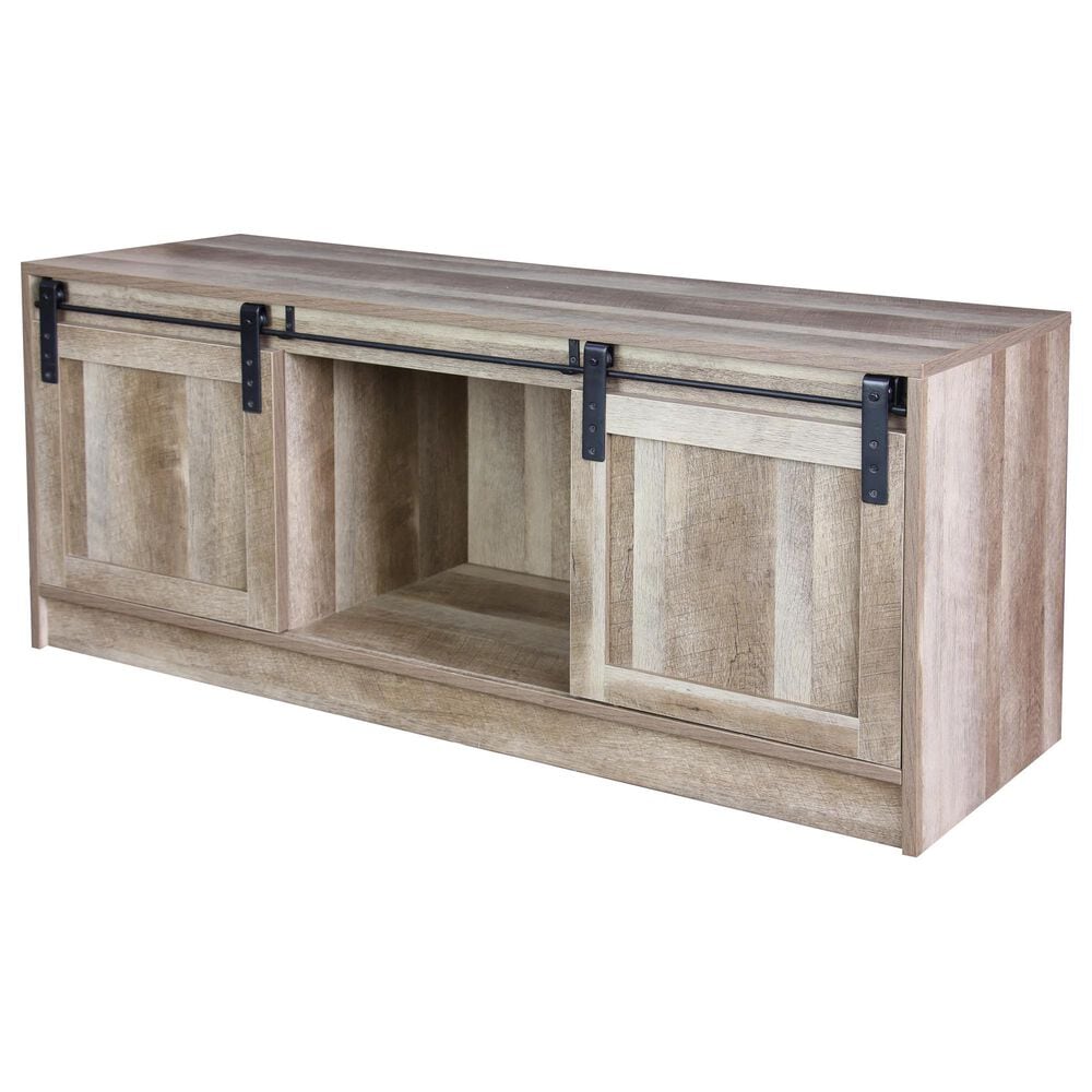 Boraam Industries Weston Barn Door Media Cabinet in Natural, , large