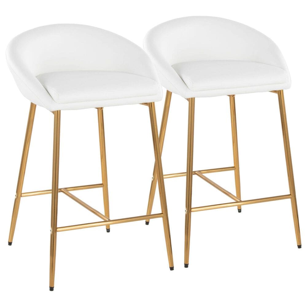 LumiSource Matisse Counter Stool with White Cushion in Gold (Set of 2), , large