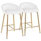 LumiSource Matisse Counter Stool with White Cushion in Gold (Set of 2), , large