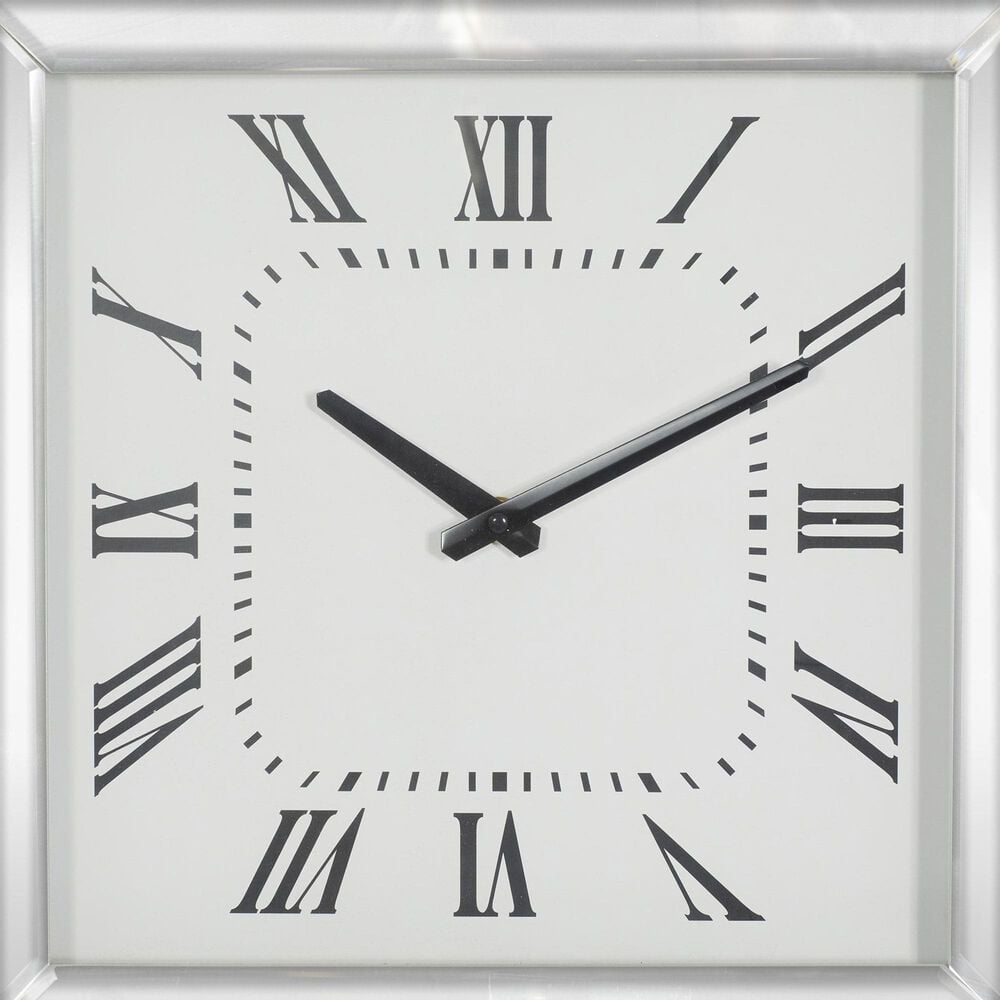 Maple and Jade Decorative Wall Clock with Floating Crystals in Silver, , large