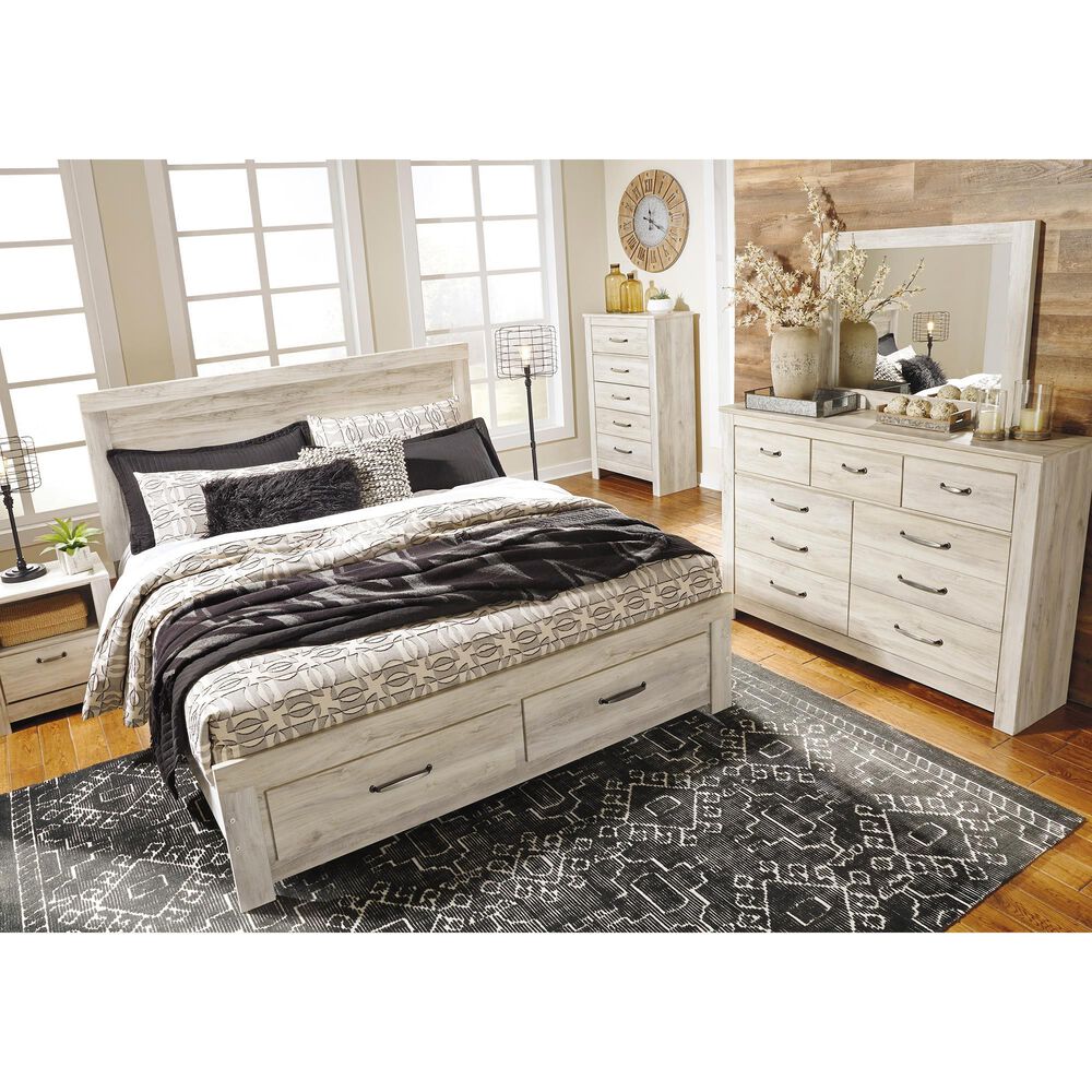 Ashley Bellaby King Storage Bed in Whitewash, , large