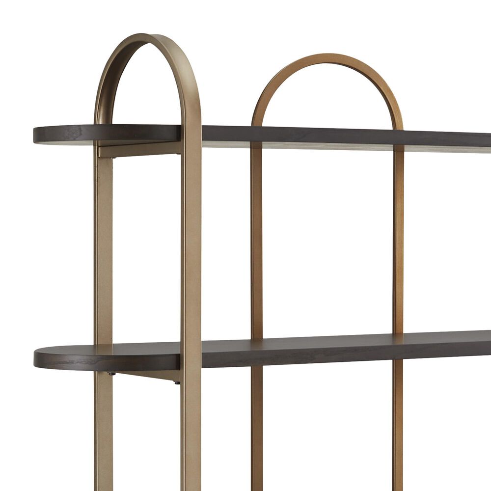 Ashley Brentmour 7-Shelf Bookcase in Dark Brown and Gold, , large