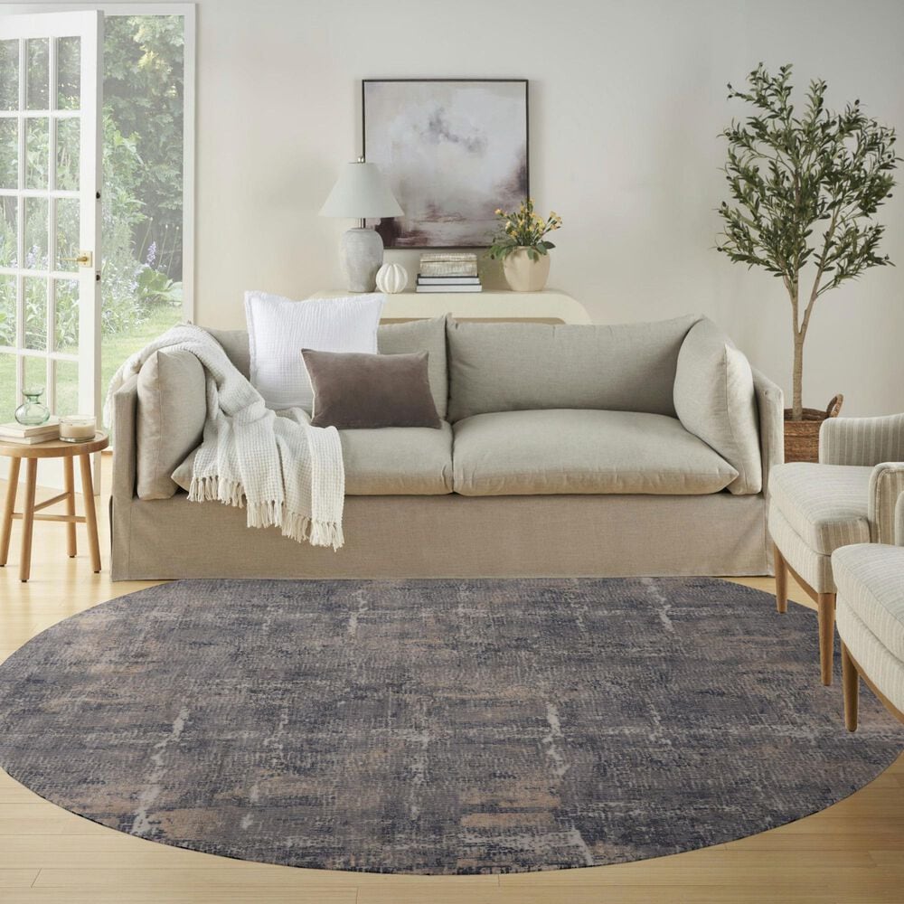 Nourison Rustic Textures Grey and Beige 7&#39;10&quot; Round Area Rug, , large
