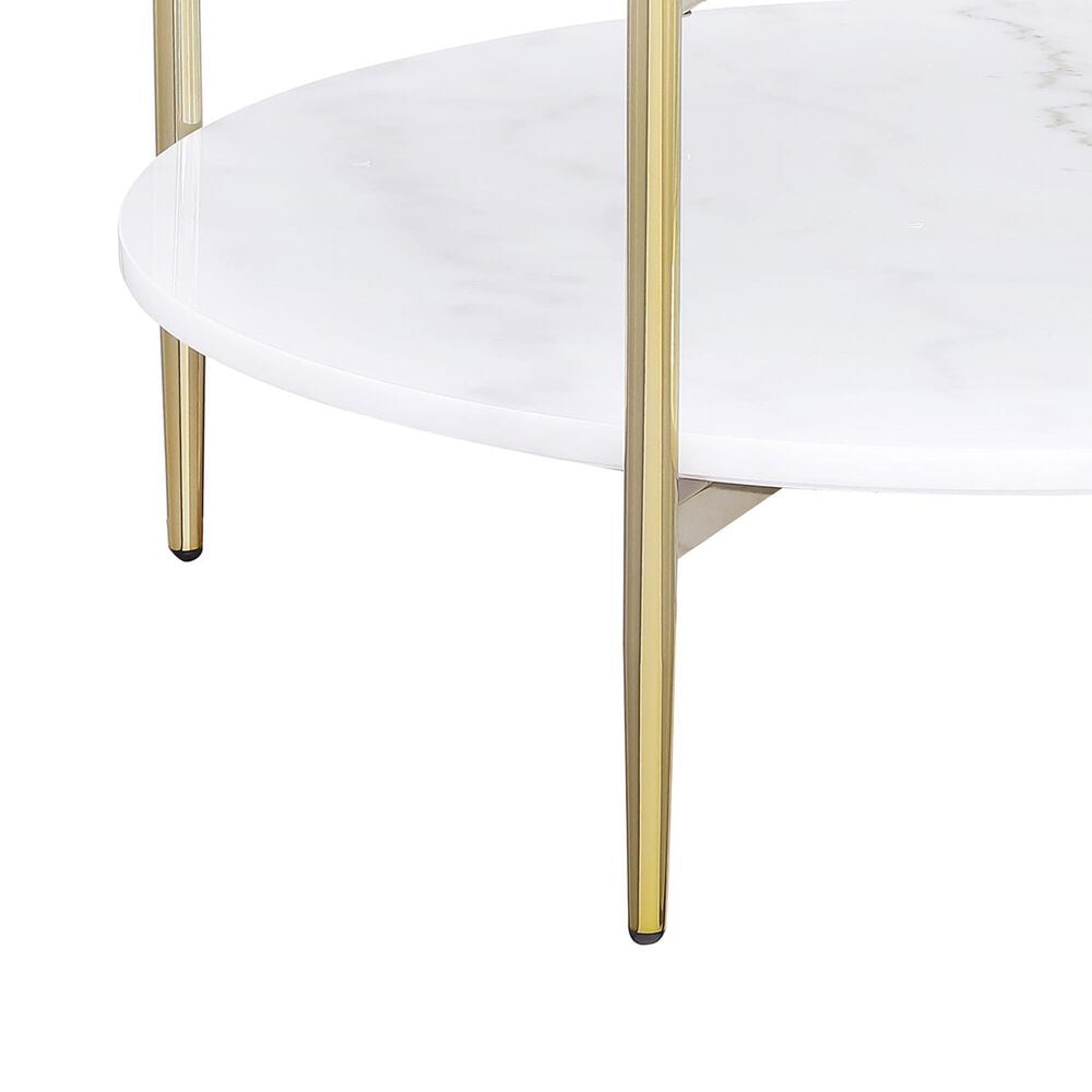 Coaster Jonelle Coffee Table in White, Gold and Smoke Gray, , large