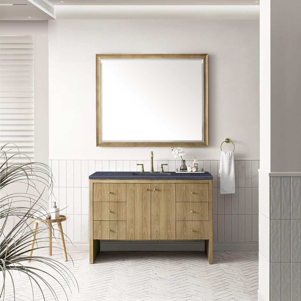 James Martin Vanities Hudson 48&quot; Single Bathroom Vanity in Light Natural Oak with 3 cm Charcoal Soapstone Quartz Top and Rectangular Sink, , large