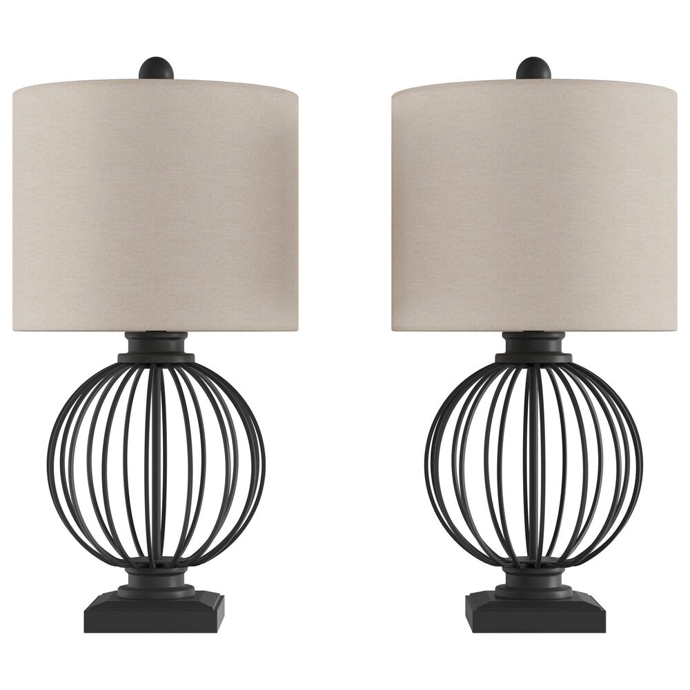 Timberlake Wrought Iron Open Cage Table Lamp in Matte Black (Set of 2), , large