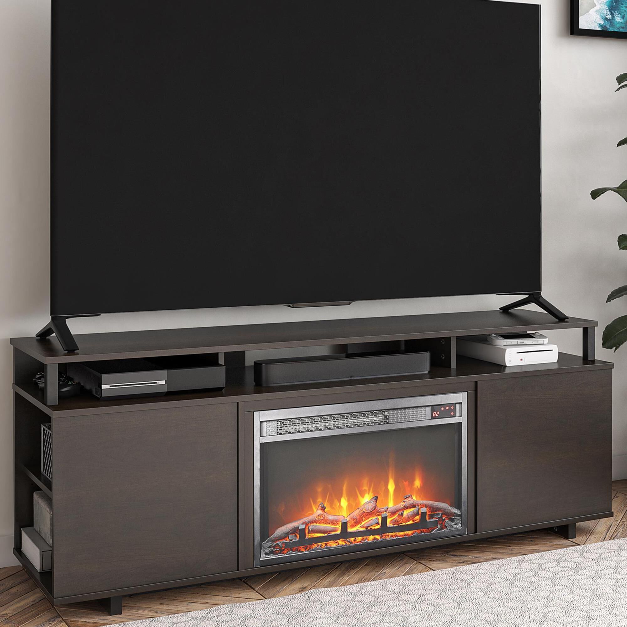 Espresso electric fireplace sales tv stand