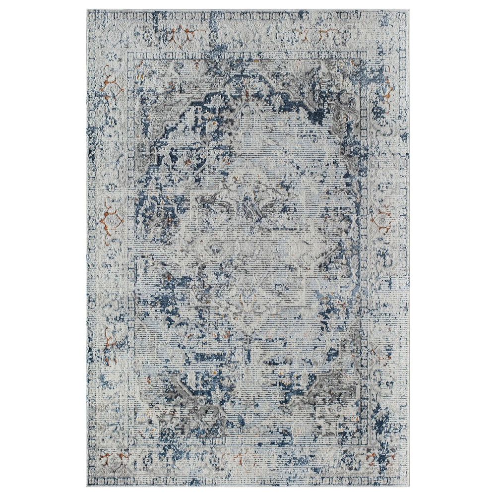 Rugs America Prescott Sailing 2"6" x 8" White, Blue, Gray and Gold Runner, , large