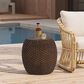 Hearth and Haven Outdoor Faux Rattan Side Table with Basket Weave Pattern in Brown, , large