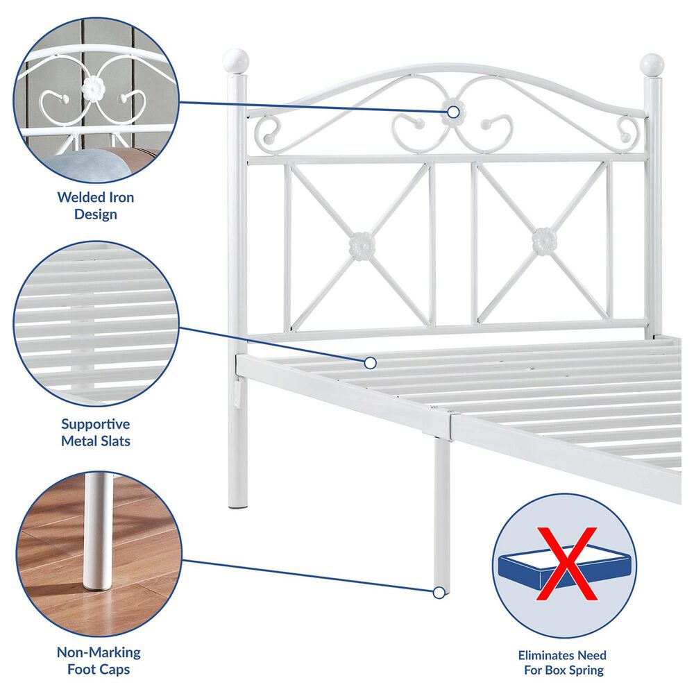 Modway Cottage Twin Platform Bed in White, , large