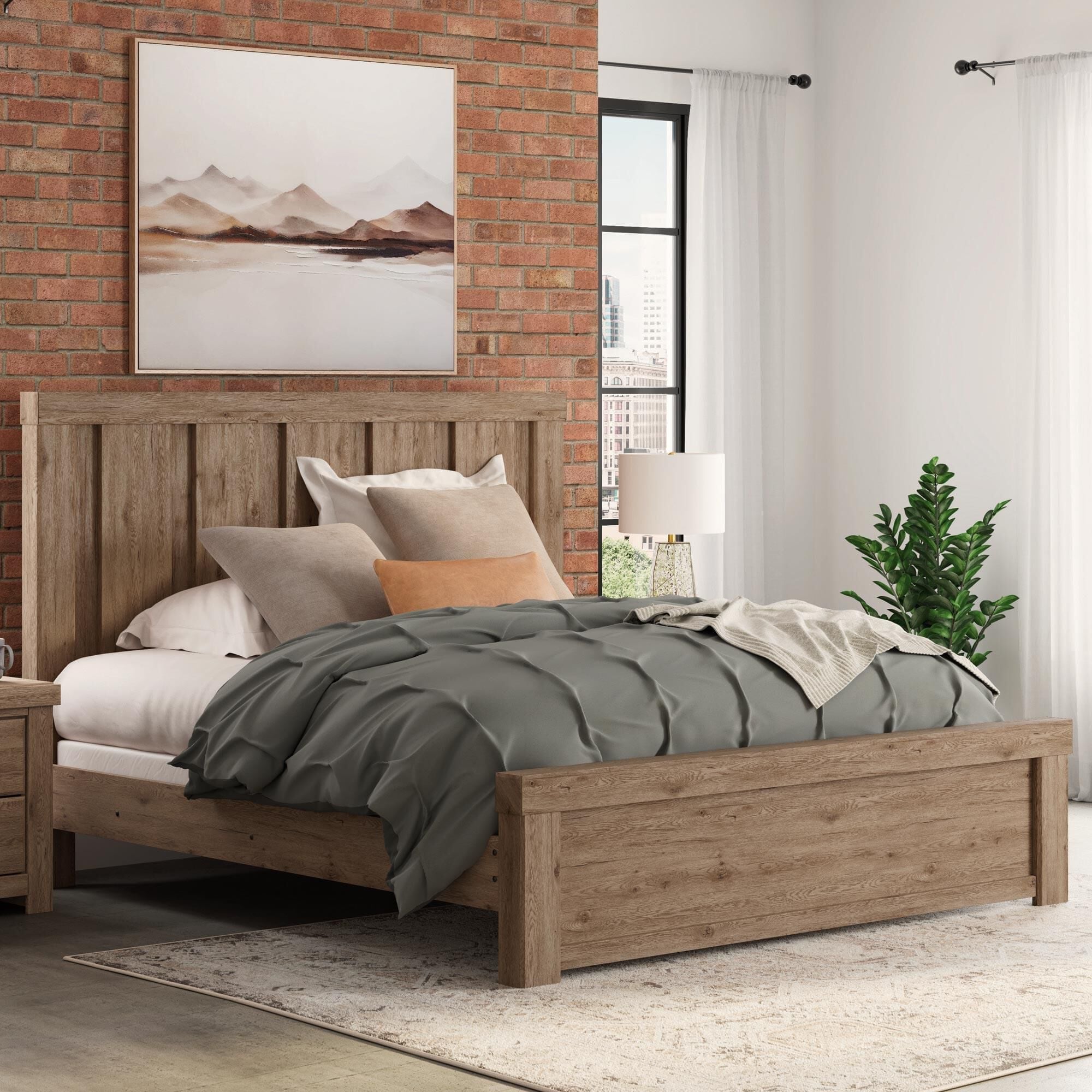 Ashley Oliandon King Panel Bed in Light Brown