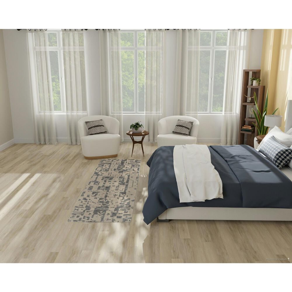 Nourison Silk Shadows 2"3" x 8" Ivory and Grey Runner, , large