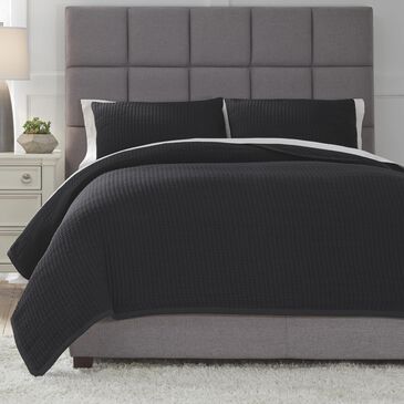 Signature Design by Ashley Thornam King Coverlet Set in Black, , large