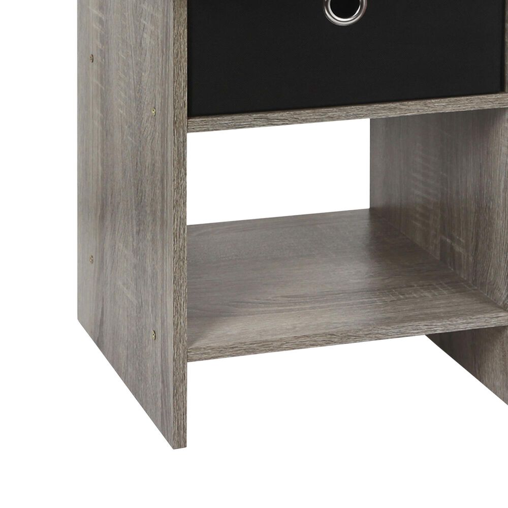 HOMLUX 1-Drawer Modern Nightstand with Open Shelf in French Oak Grey, , large