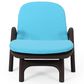 Hearth and Haven Mikael Outdoor Chaise Lounge with Blue Cushion in Dark Brown, , large
