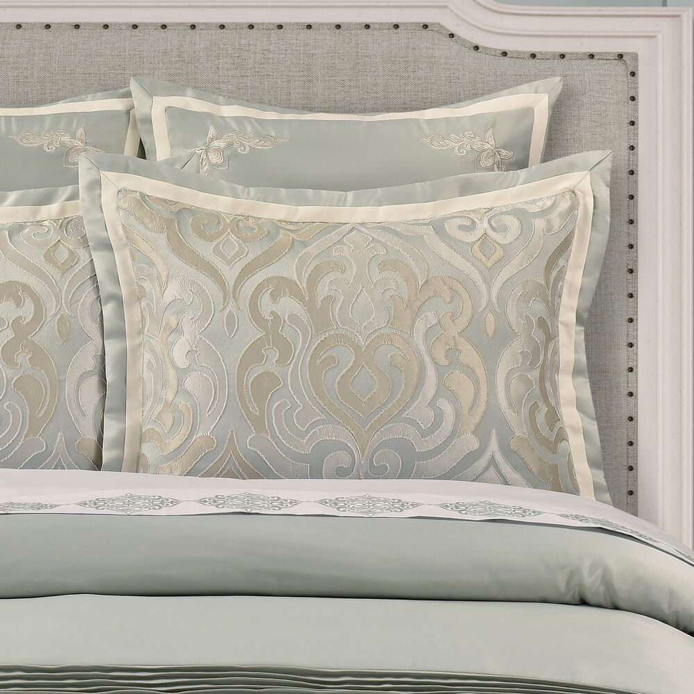 Royal Court Calmfield  3-Piece King/California King Comforter Set in Aqua, Cream and Gold, , large