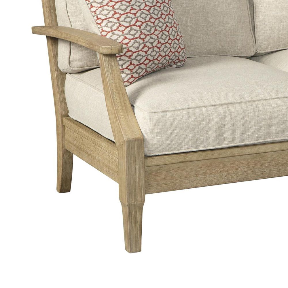 Ashley Clare View Loveseat with Beige Cushion in Antique Teak, , large