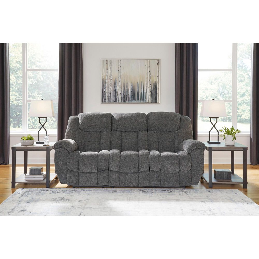 Ashley Foreside Manual Reclining Sofa in Charcoal, , large