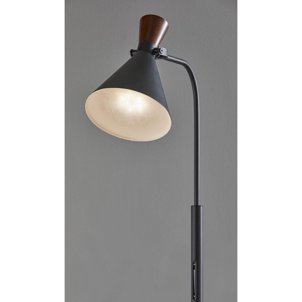 Adesso LED Floor Lamp in Black and Walnut, , large