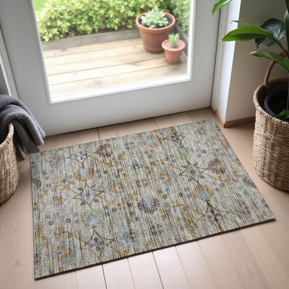 Dalyn Rug Company Silk Road Flax, Beige, Copper, Denim, Aloe and Gold 2&#39;6&quot; x 3&#39;10&quot; Area Rug, , large