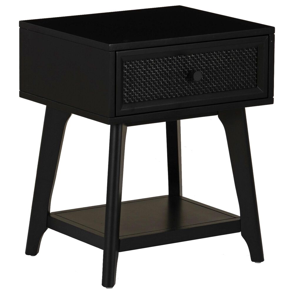 Linon Home Decor Catlett Side Table Nightstand in Matte Black, , large