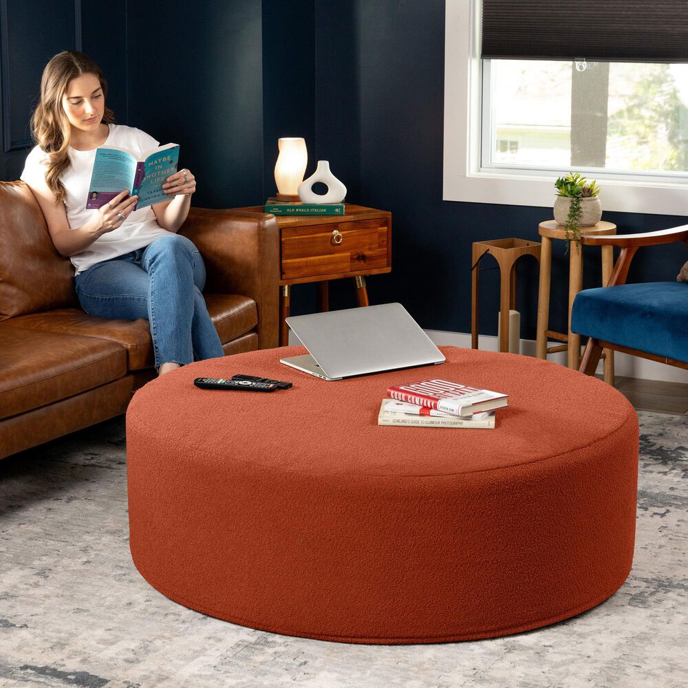 Jaxx Candler Round Ottoman in Terra Cotta, , large