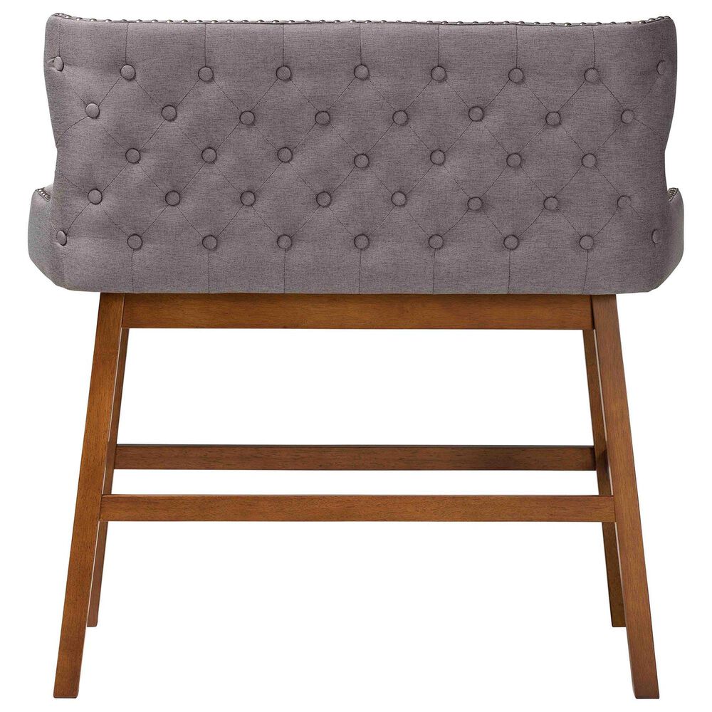 Baxton Studio Gradisca Bar Bench Banquette with Grey Cushion in Dark Walnut, , large