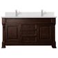 James Martin Vanities Brookfield 60" Double Bathroom Vanity in Burnished Mahogany with Single Hole 3 cm White Zeus Quartz Top and Rectangular Sinks, , large