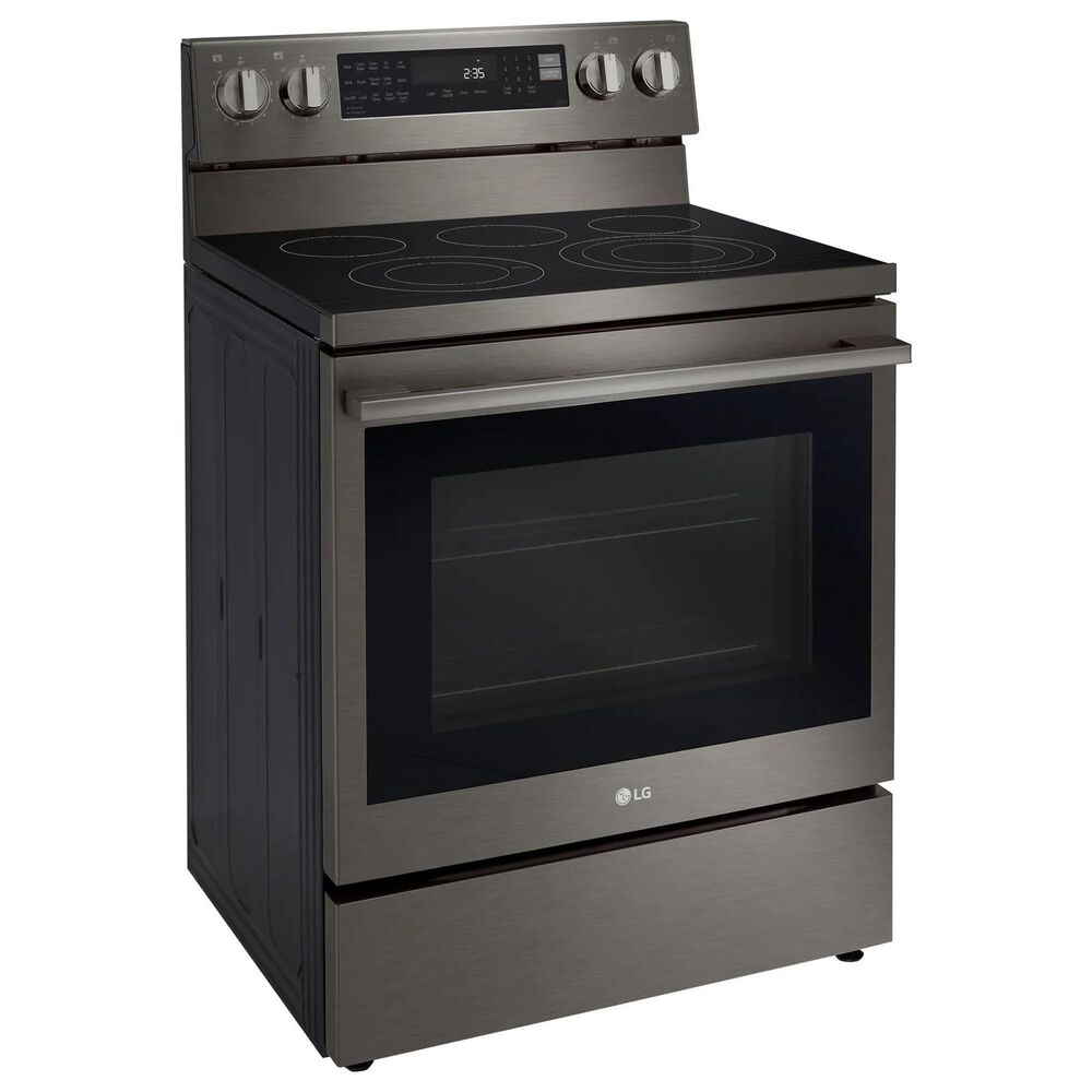 LG 2-Piece Kitchen Package with 6.3 Cu. Ft. Smart Freestanding Electric Range and 2.1 Cu. Ft. Smart Over-the-Range Microwave in Black Stainless Steel, , large