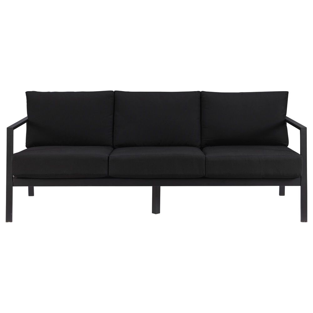 Linon Home Decor Holland Outdoor Sofa with Black Cushions in Black, , large