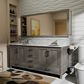 Lexora Home Jacques 72" Double Bathroom Vanity in Distressed Grey with 2 cm White Carrara Marble Top and Rectangular Sinks, , large