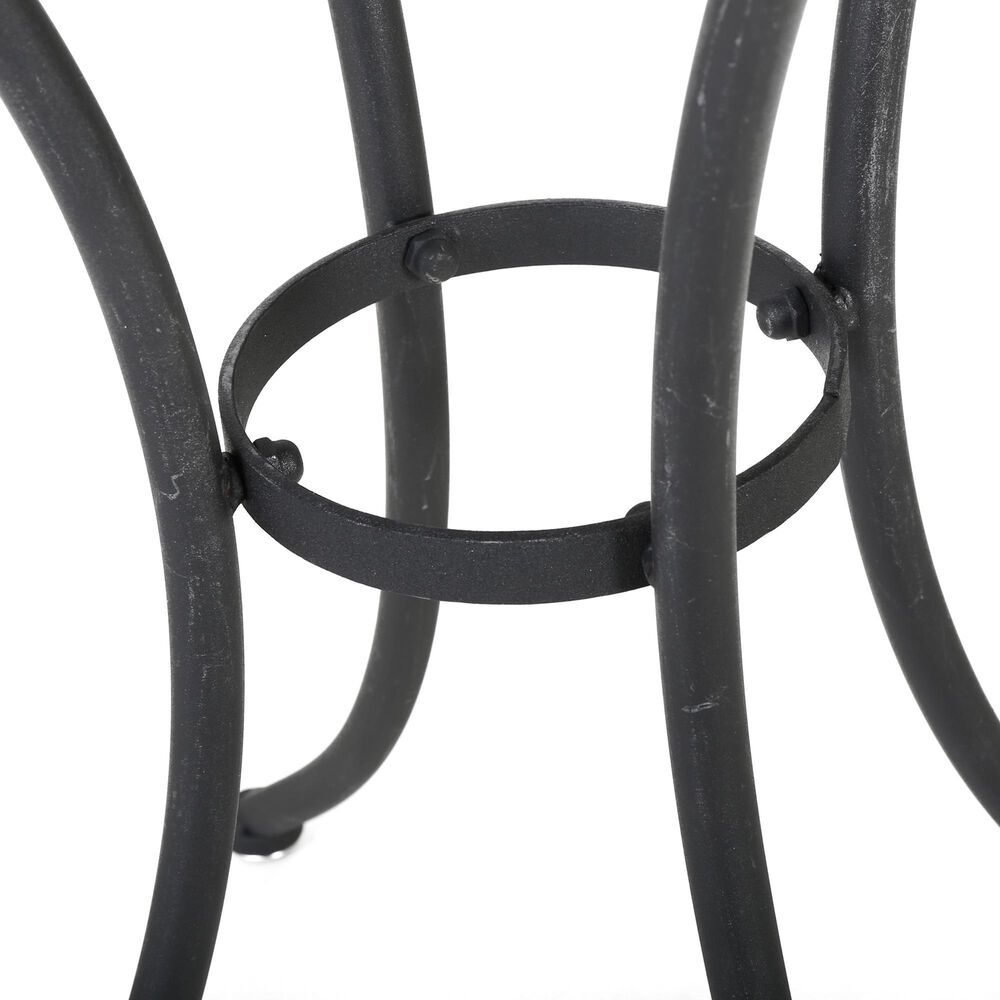 Hearth and Haven Lourdes 3-Piece Iron Bistro Set in Black, , large